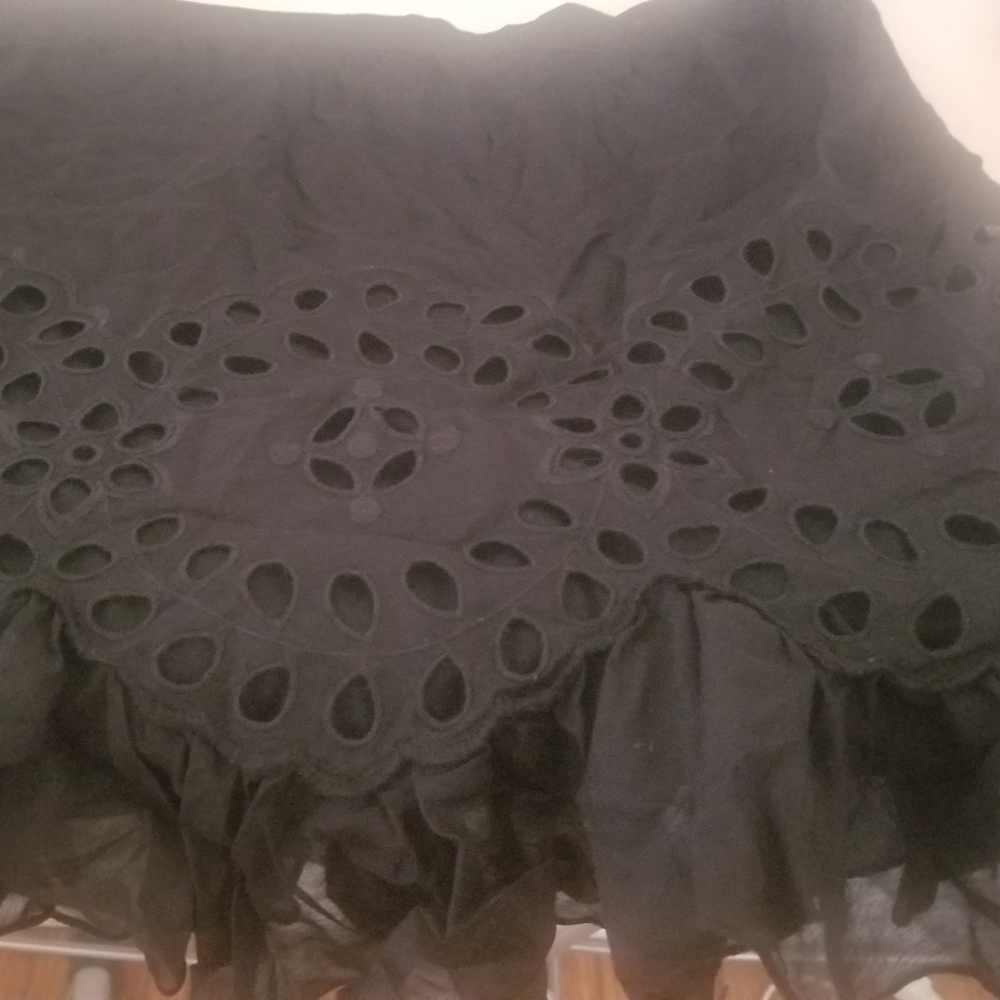 MaxStudio Cotton and Silk Lace Mini Skirt